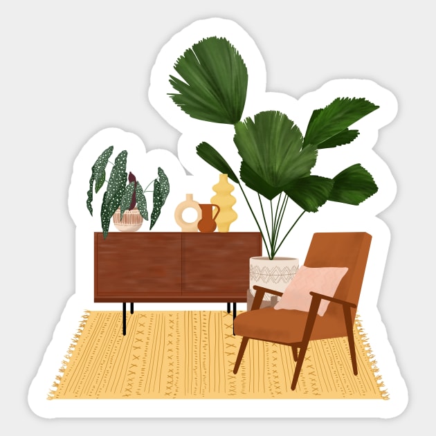 Interior With Plants Sticker by Gush Art Studio 1